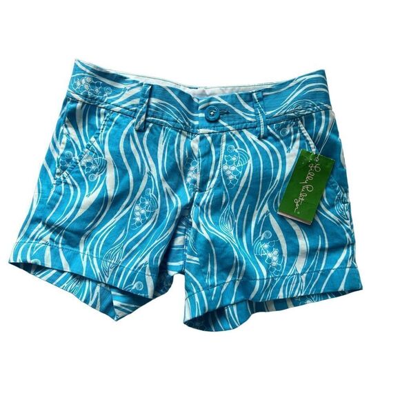 Lilly Pulitzer NWT Callahan Stretch Shorts Turquoise & White Women's Size 000 - Picture 3 of 8